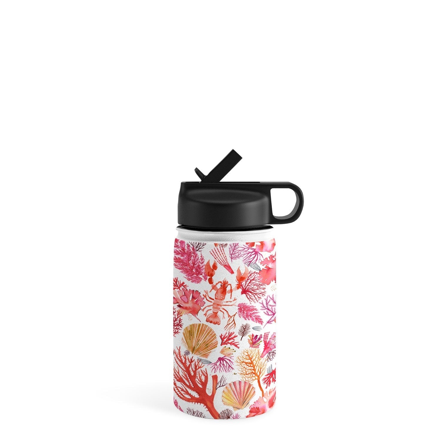 Ninola Design Botanic Retreat Coral Reef Crab Lobster Red Water Bottle