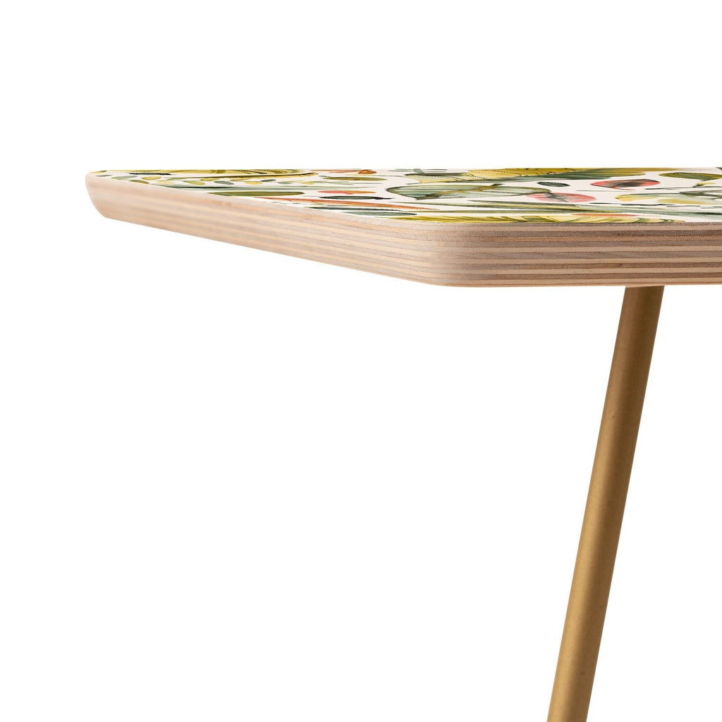 Ninola Design Botanic Retreat Tropical Jungle Leaves Botanical Green Orange Side Table