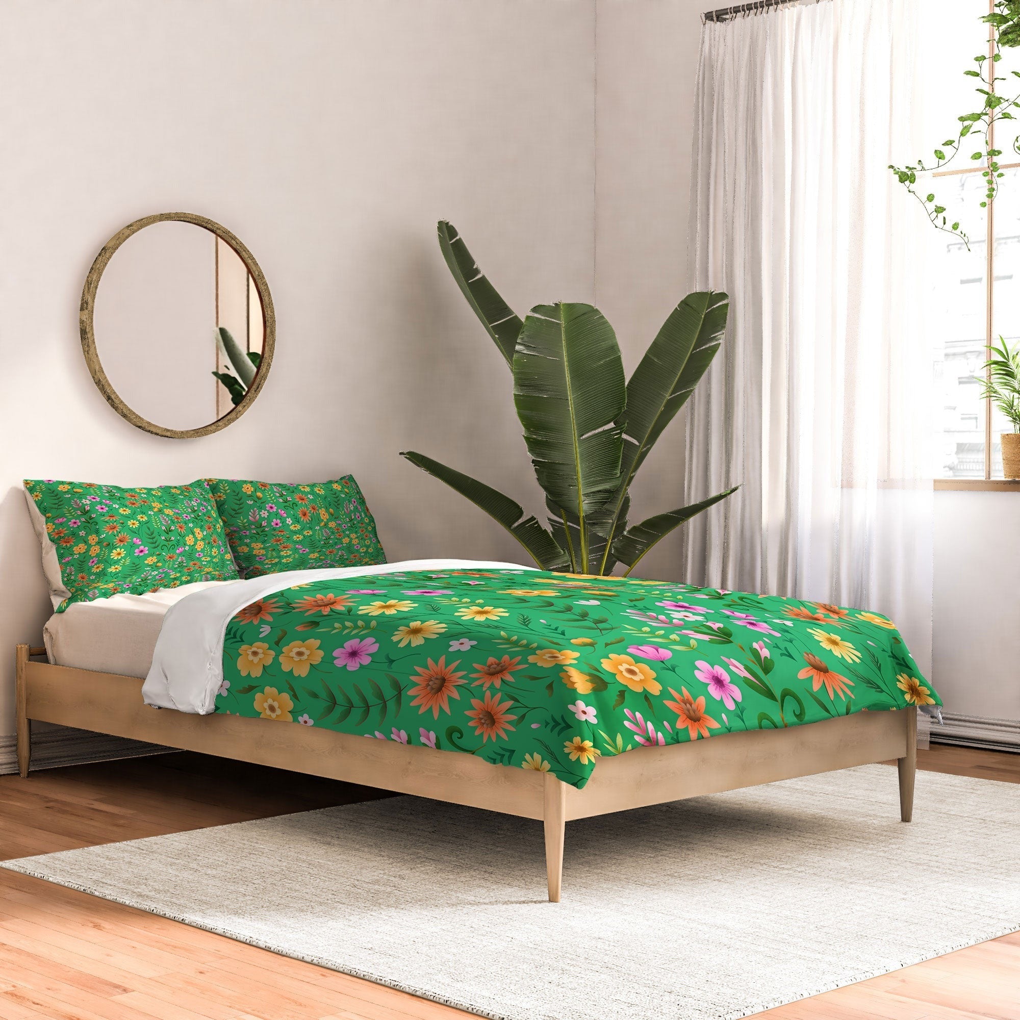 Pimlada Phuapradit Ditsy Spring Floral Green Comforter