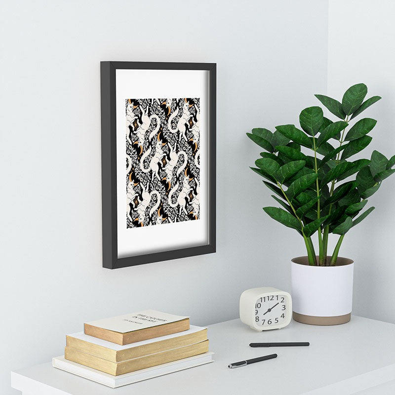 Avenie Celestial Cats Gold Recessed Framing Rectangle