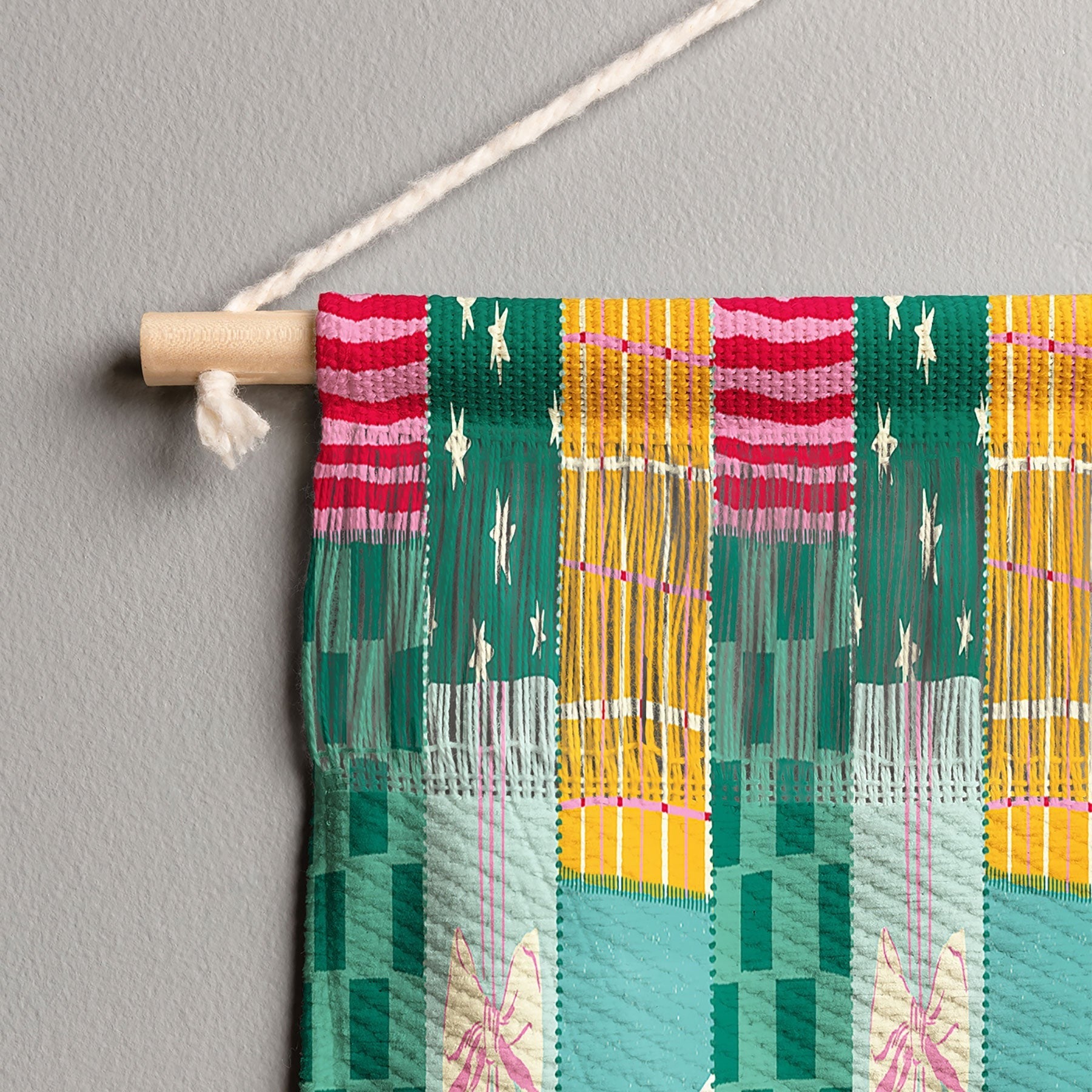 LouBruzzoni Cozy Christmas Patchwork Wall Hanging Landscape