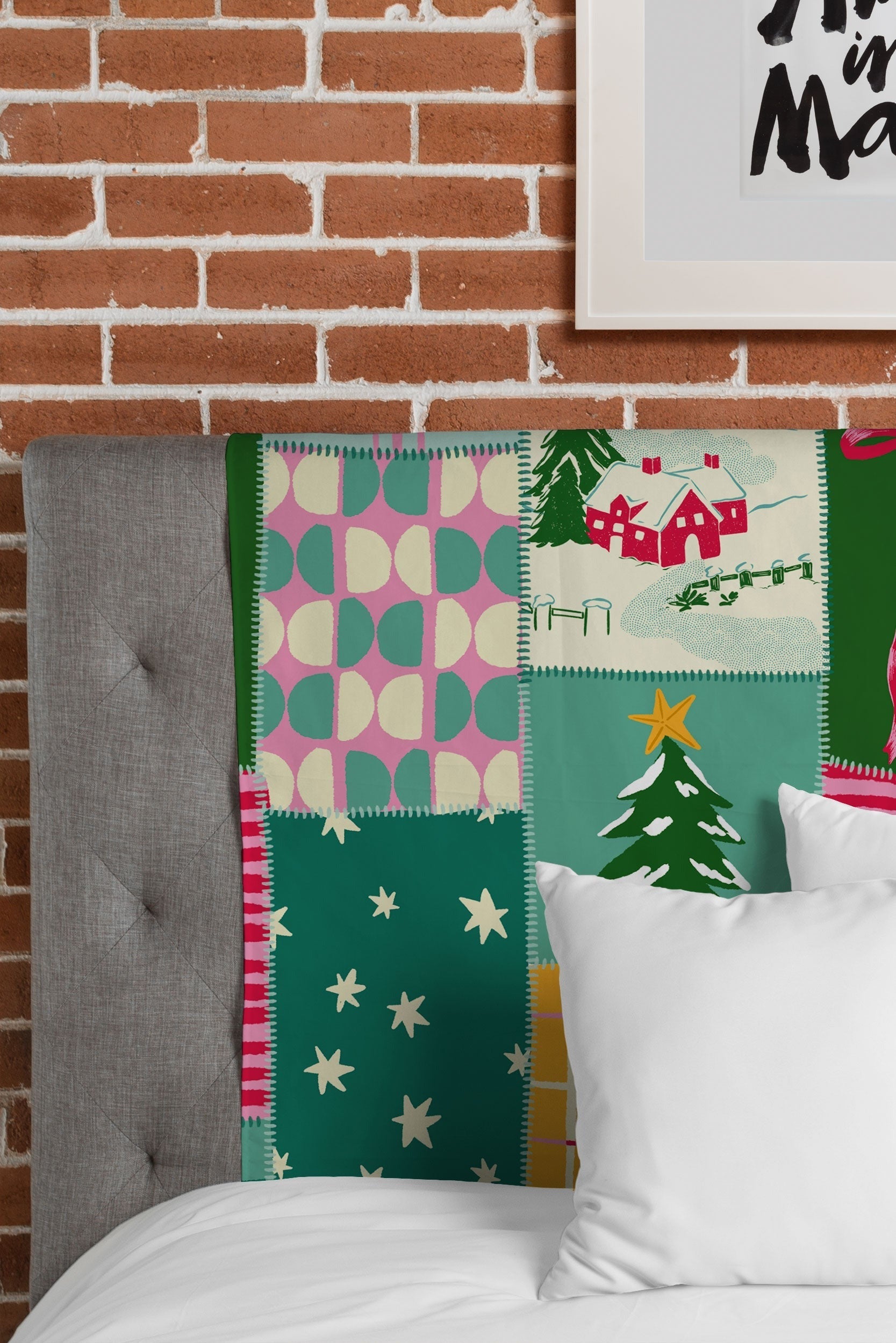 LouBruzzoni Cozy Christmas Patchwork Tapestry