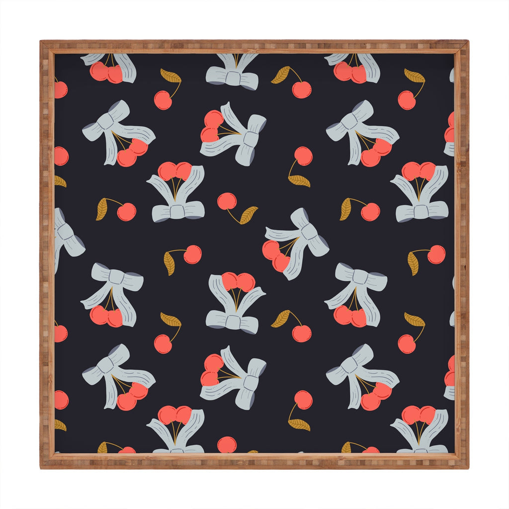 Jennifer Labre Cherries and Bows Square Tray