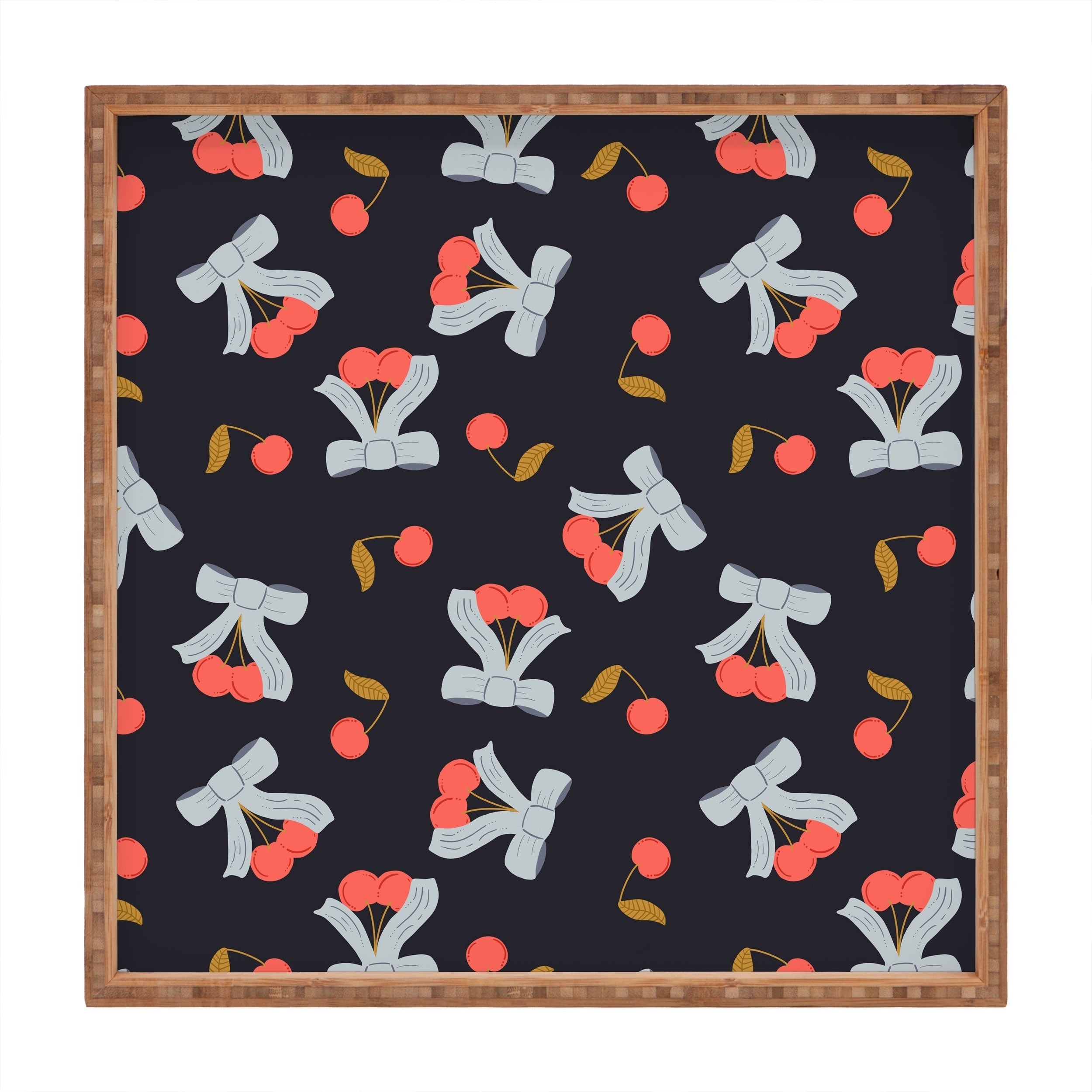 Jennifer Labre Cherries and Bows Square Tray