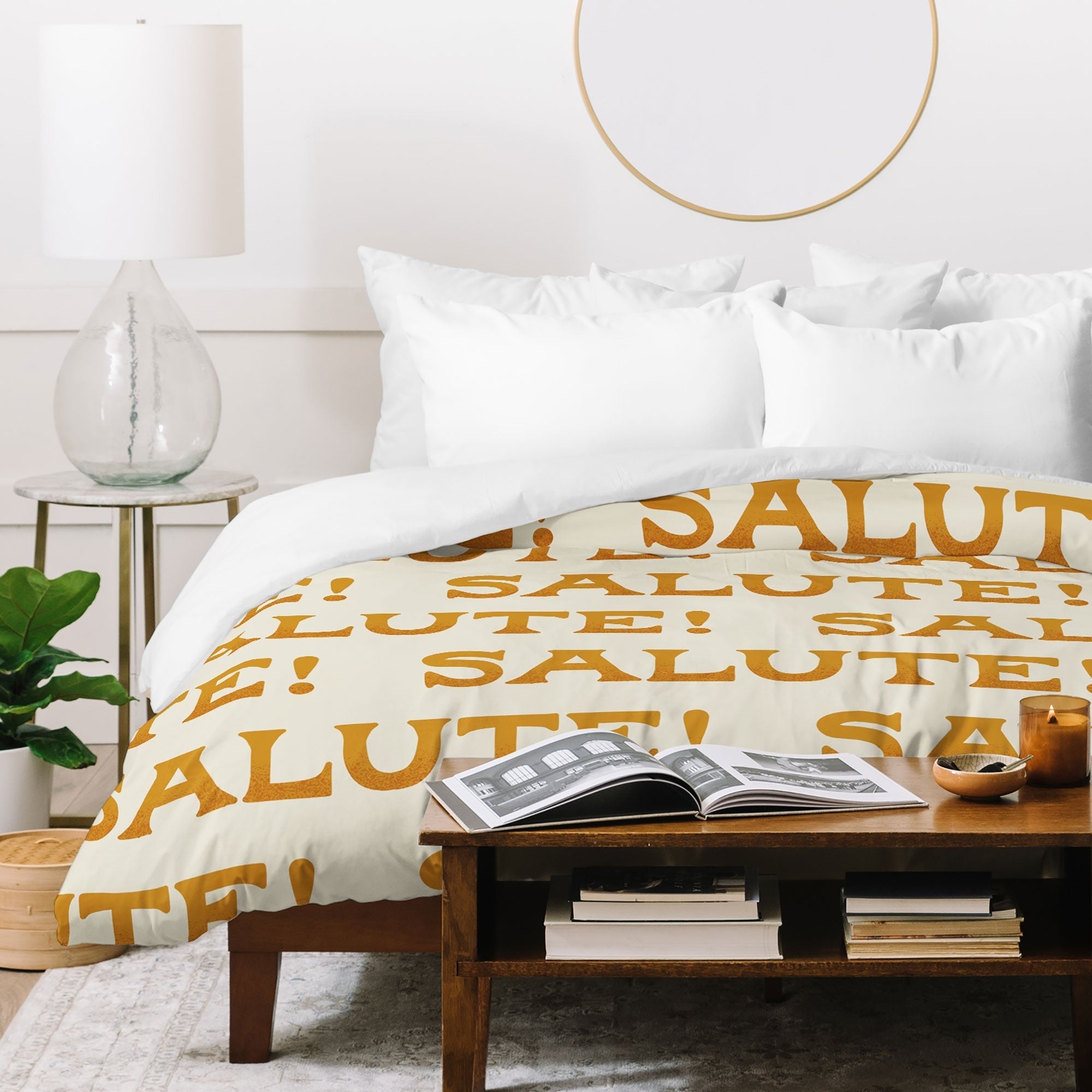 Jessica Molina Salute Gold Pattern on Cream Duvet Cover