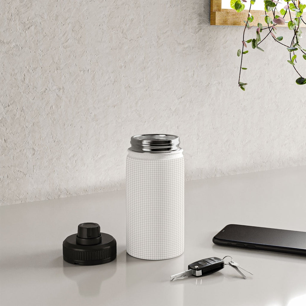 Colour Poems Gingham Plaid Pattern Cloud White Water Bottle