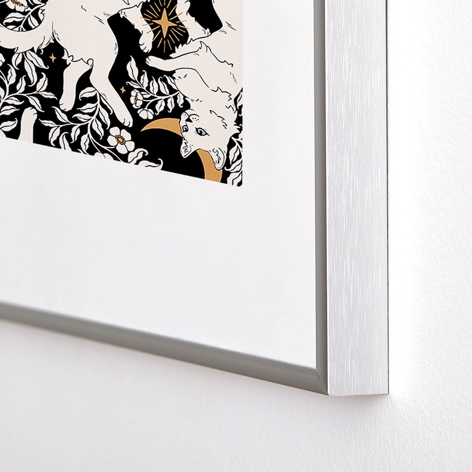 Avenie Celestial Cats Gold Metal Framed Art Print