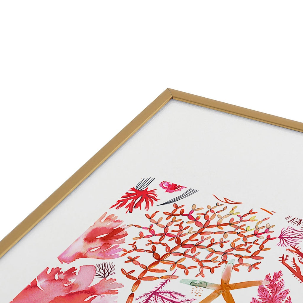 Ninola Design Botanic Retreat Coral Reef Crab Lobster Red Metal Framed Art Print
