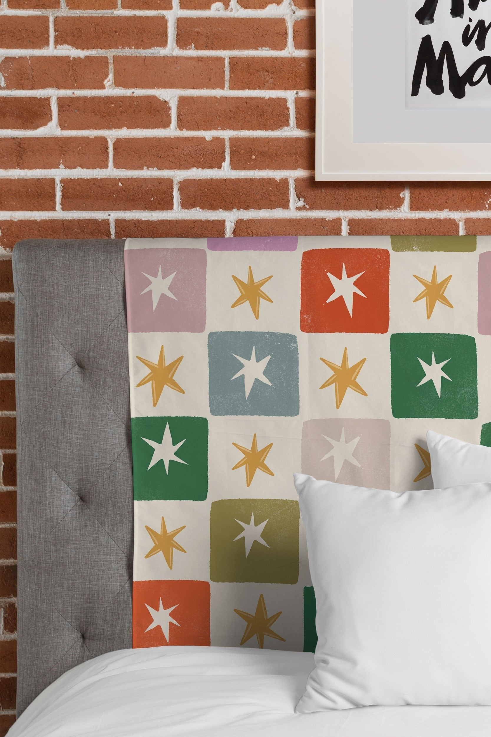 LouBruzzoni Retro Star Block Pattern Tapestry