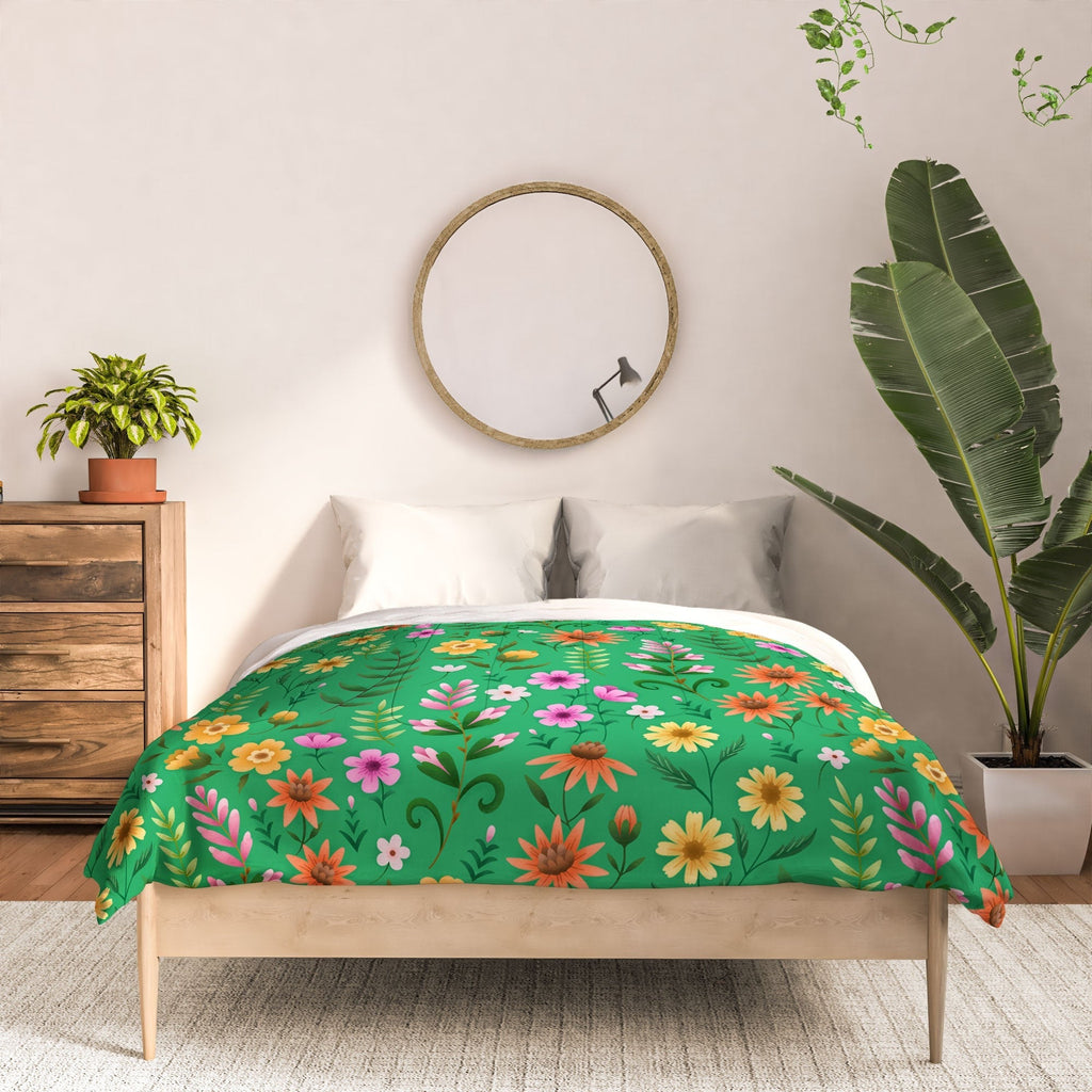 Pimlada Phuapradit Ditsy Spring Floral Green Comforter