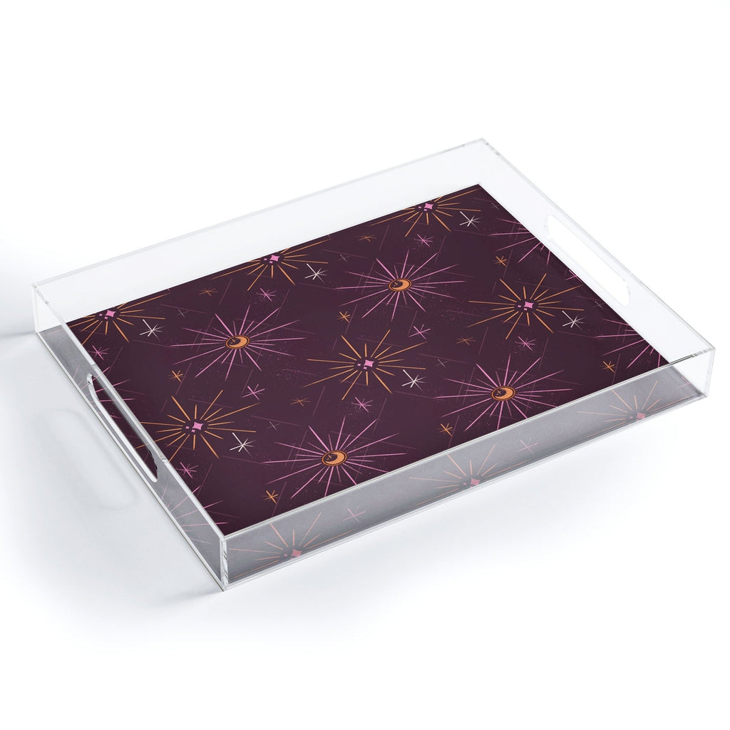 Little Om Pattern Little Moon plum Acrylic Tray