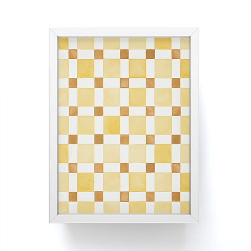Ninola Design Everyday Artifact Checker Mosaic Tiles Geometry Yellow Framed Mini Art Print