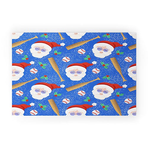 Design by Spark Sporty Baseball Santa Welcome Mat