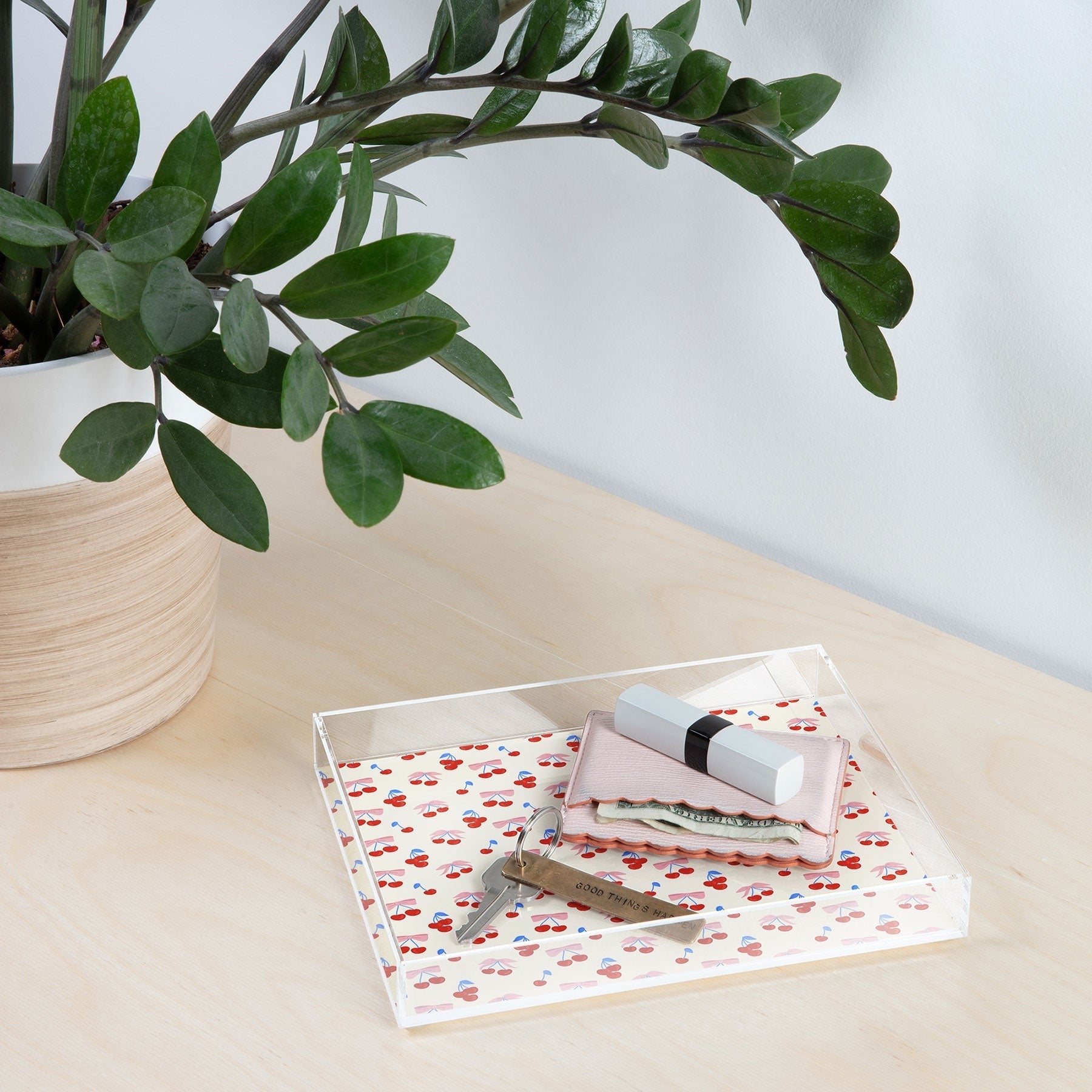 Design by Spark Cherries And Ribbons Acrylic Tray