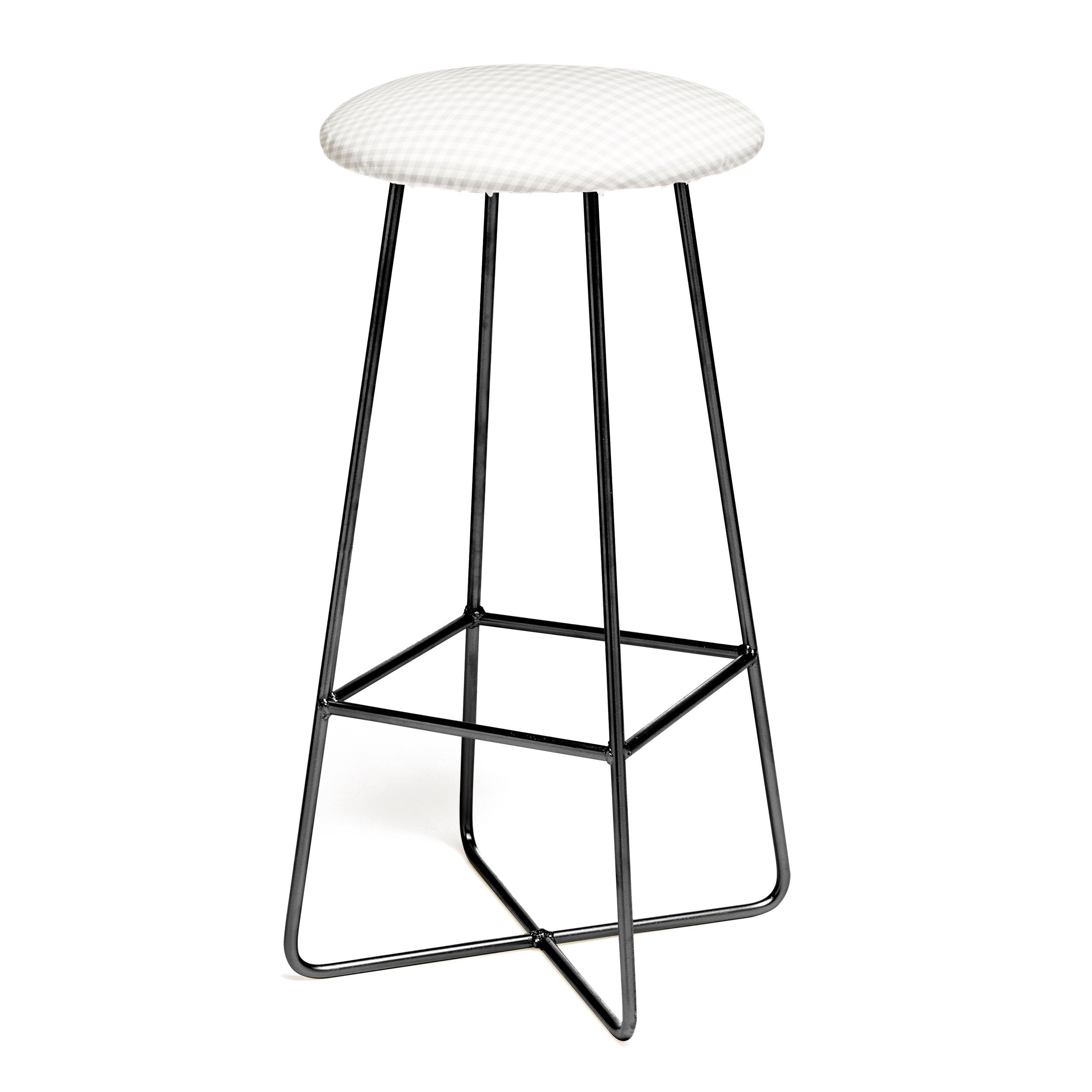 Colour Poems Gingham Plaid Pattern Cloud White Bar Stool