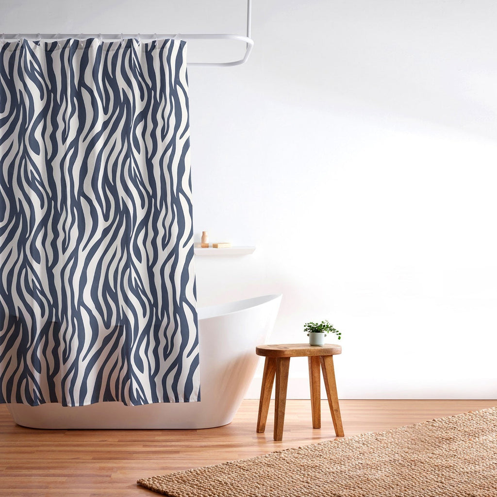 Avenie BR Navy Tiger Stripes Shower Curtain