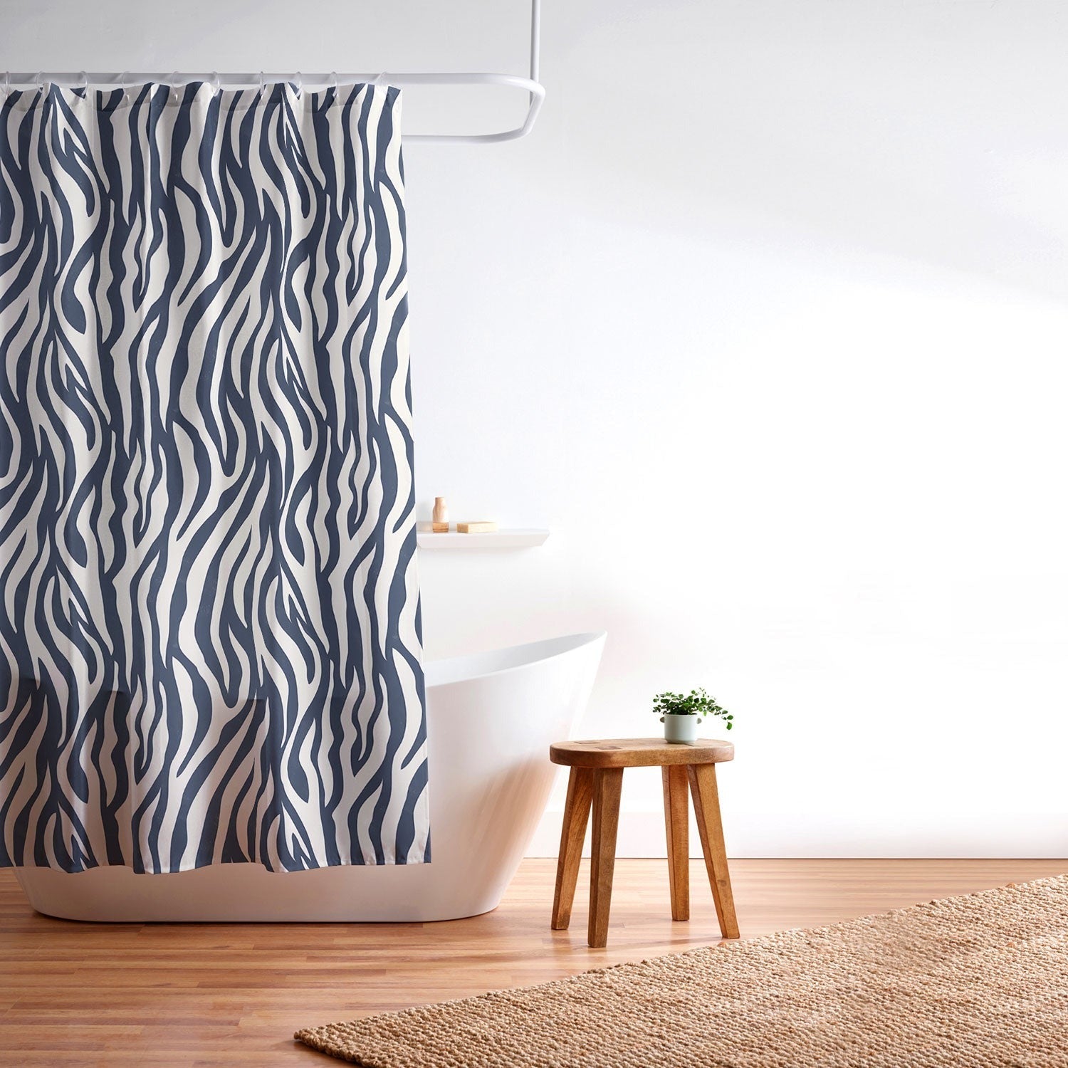 Avenie BR Navy Tiger Stripes Shower Curtain