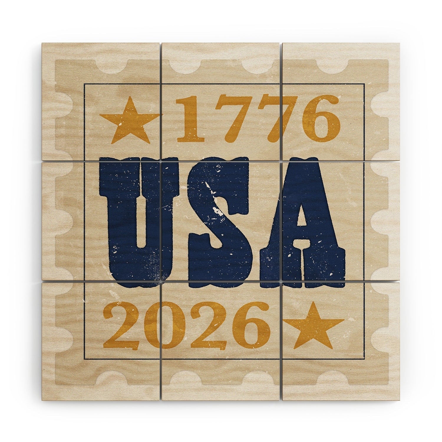 DENY Designs USA Stamp Wood Wall Mural