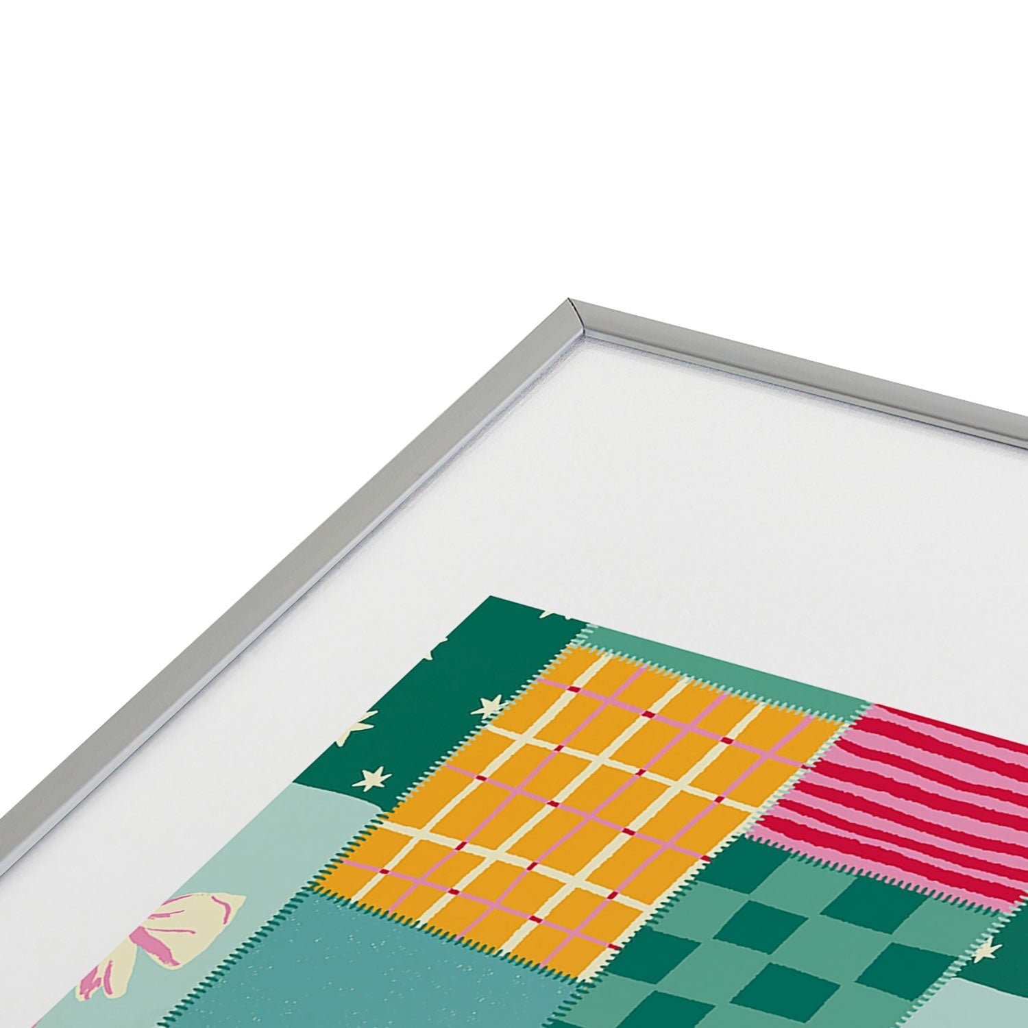 LouBruzzoni Cozy Christmas Patchwork Metal Framed Art Print