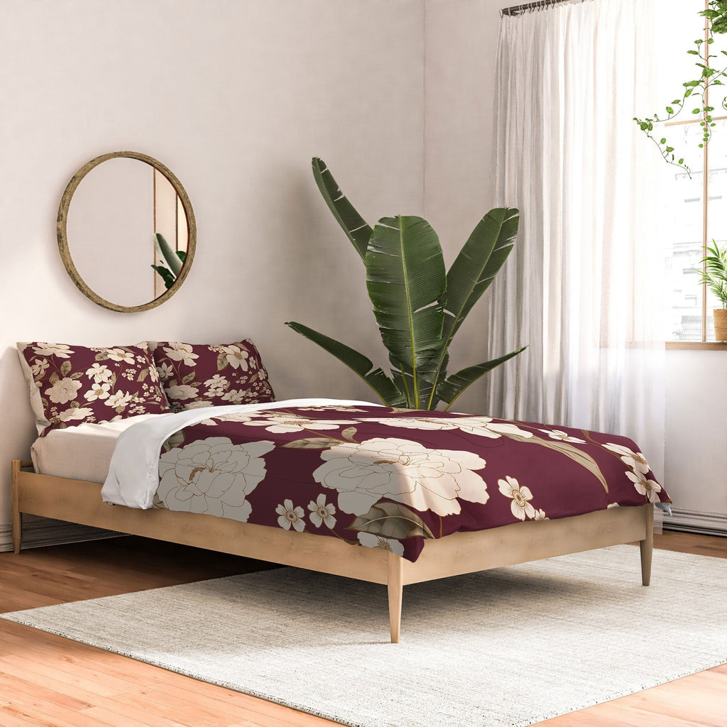 Gabriela Fuente Burgundy Floral Roberta Comforter