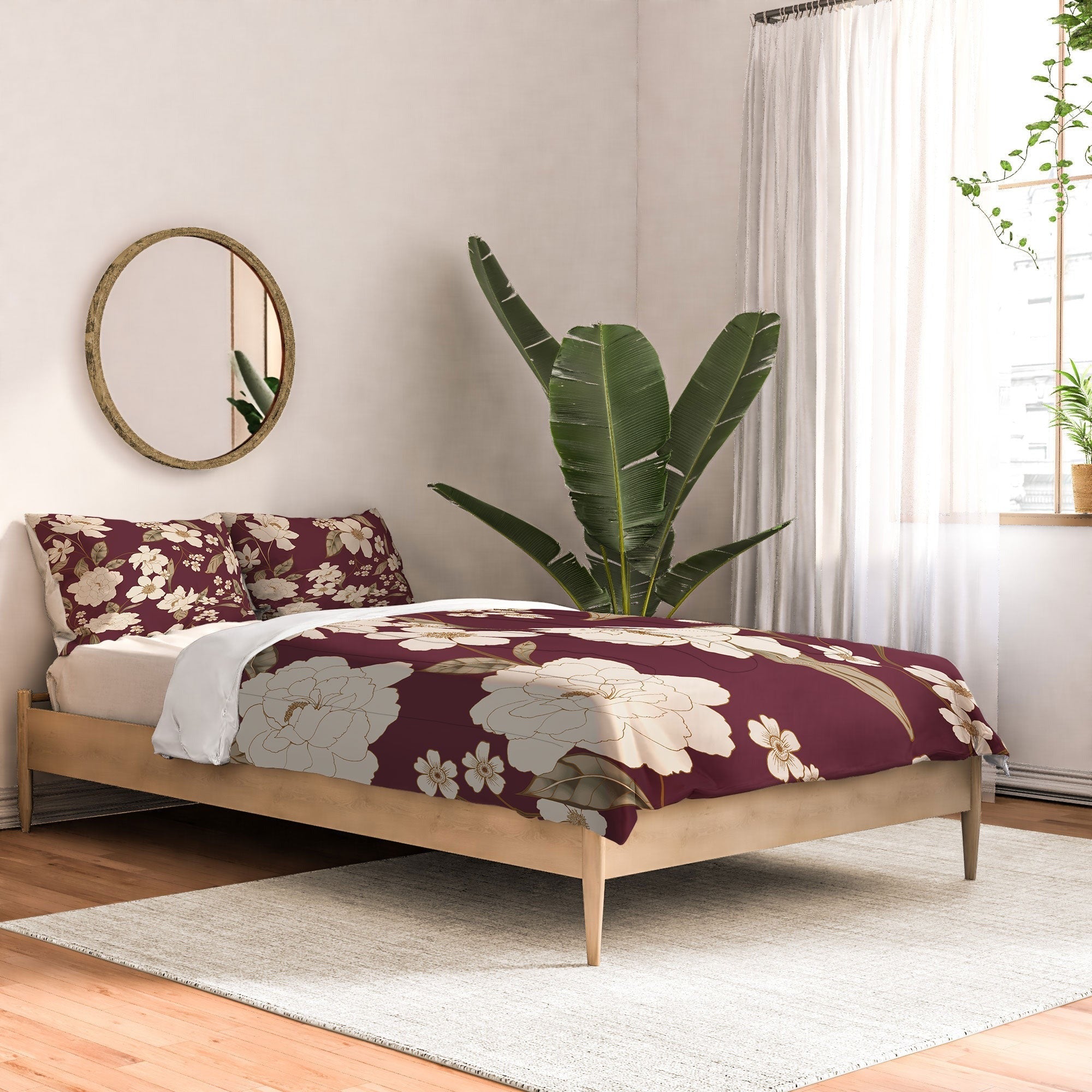 Gabriela Fuente Burgundy Floral Roberta Comforter