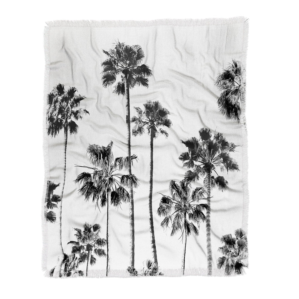 Gal Design Black And White Palms Throw Blanket