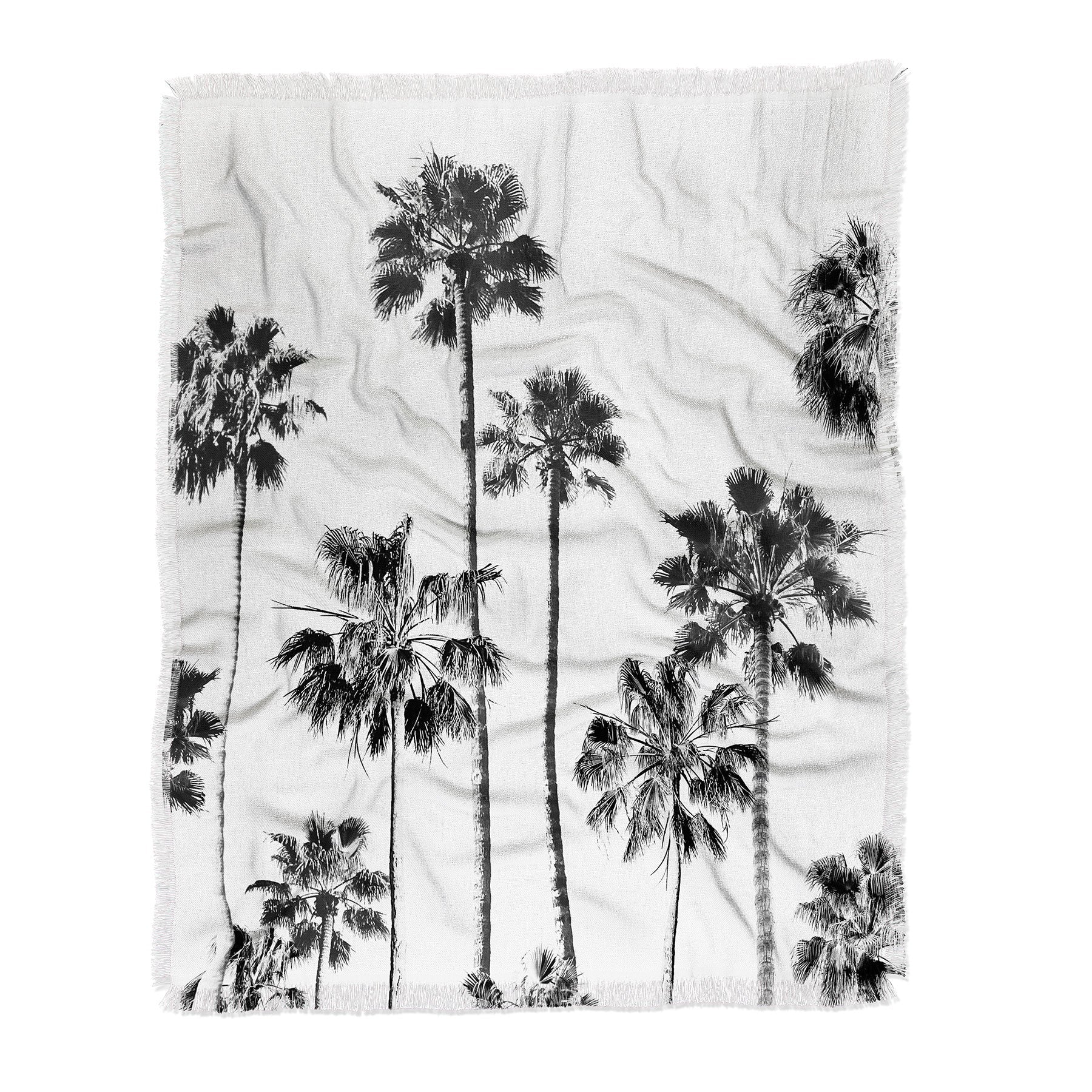 Gal Design Black And White Palms Throw Blanket