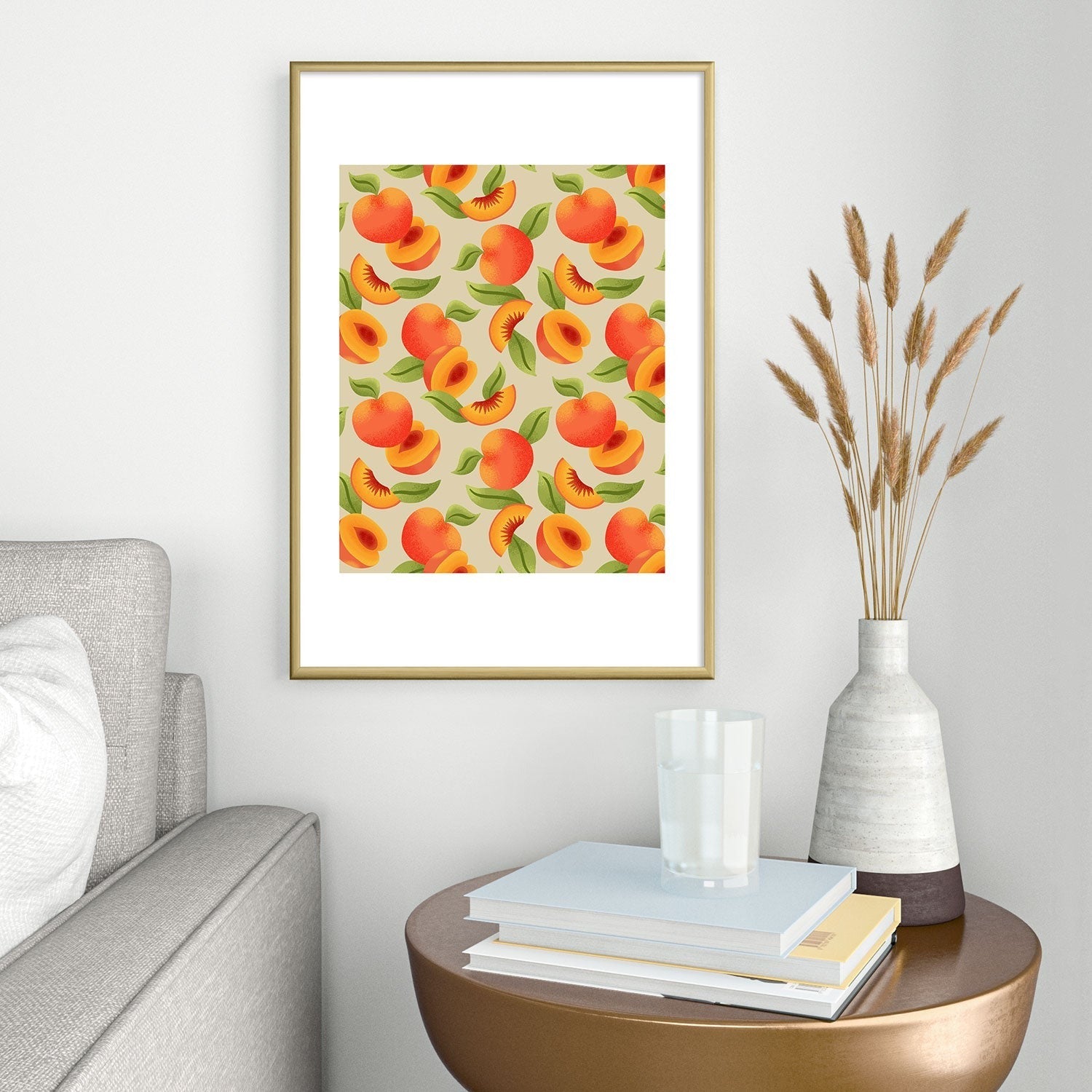 Jessica Molina Peach Pattern Metal Framed Art Print
