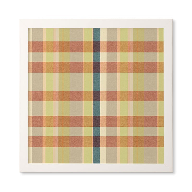 Marta Barragan Camarasa Retro Picnic Plaid Warm Tones Framed Wall Art