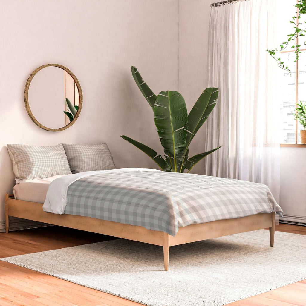 Colour Poems Gingham Plaid Pattern Cloud White Comforter