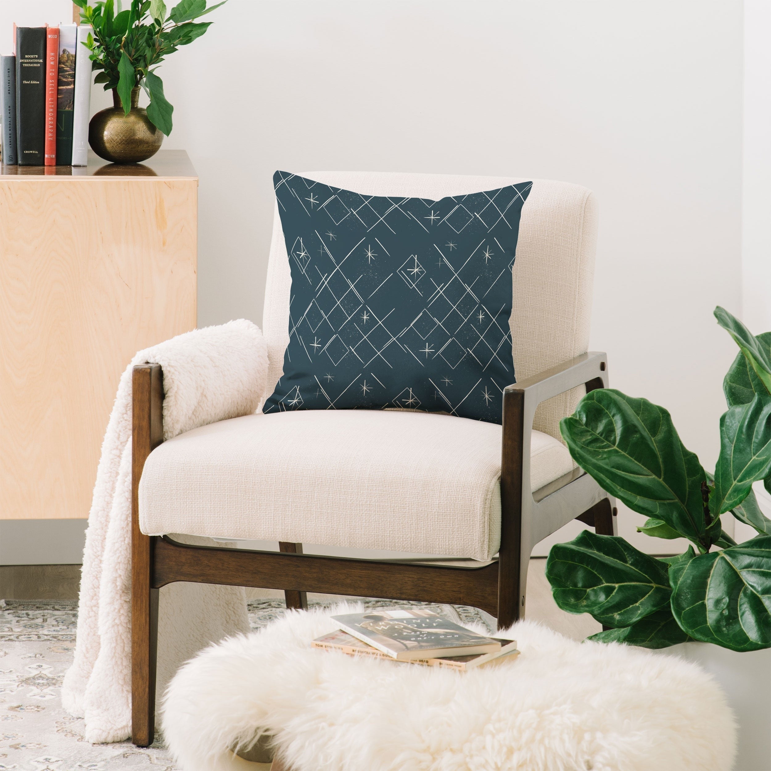 Little Om Starry Web navy Throw Pillow