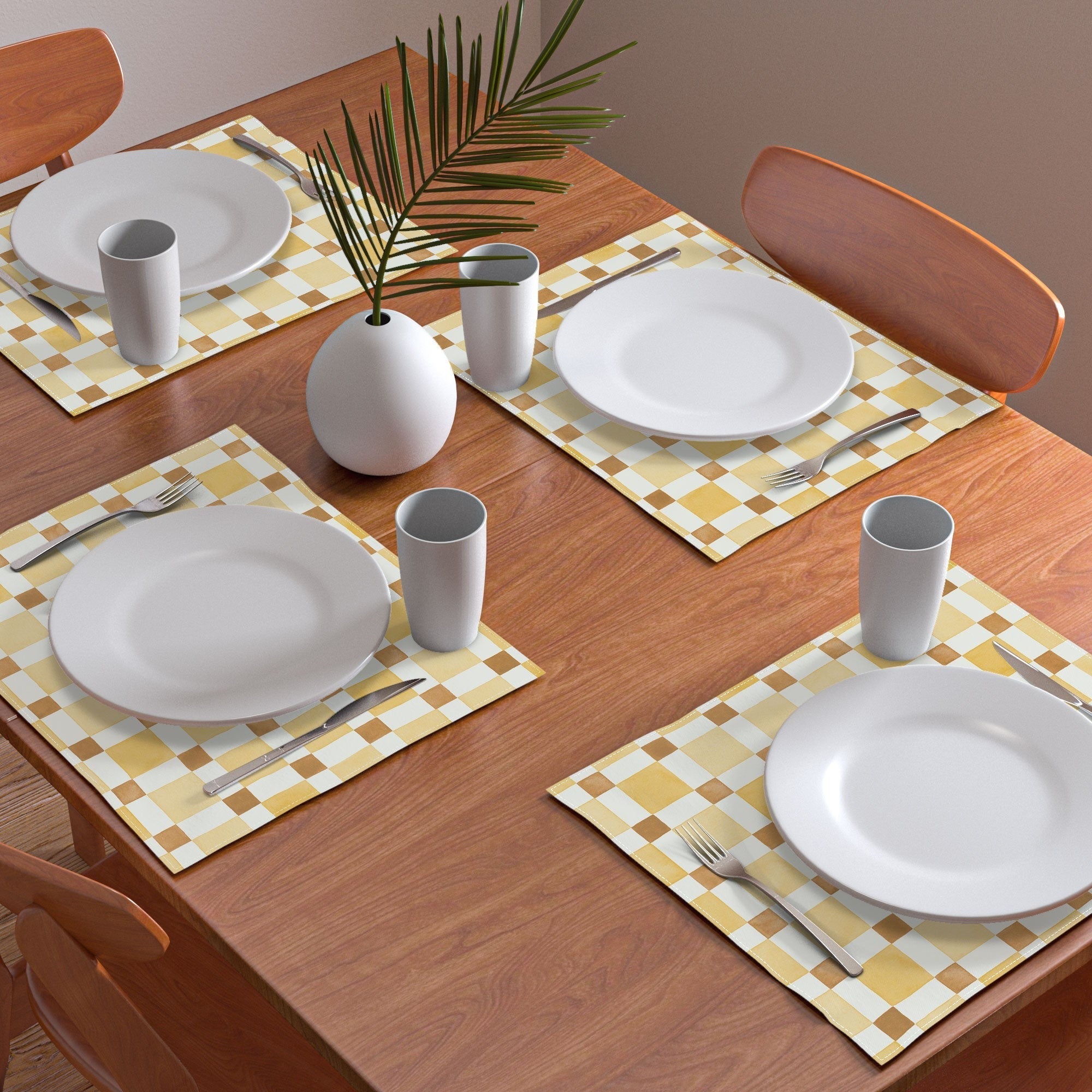 Ninola Design Everyday Artifact Checker Mosaic Tiles Geometry Yellow Placemat
