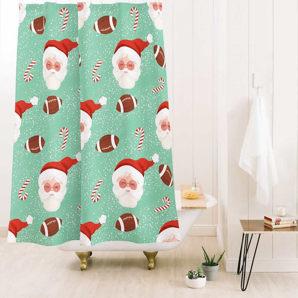 Design by Spark Sporty Football Santa Holiday Shower Curtain