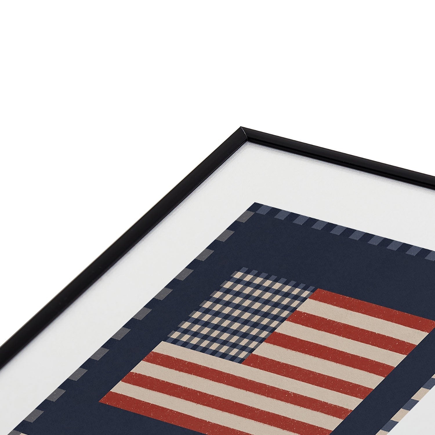 DENY Designs Gingham Flag Metal Framed Art Print