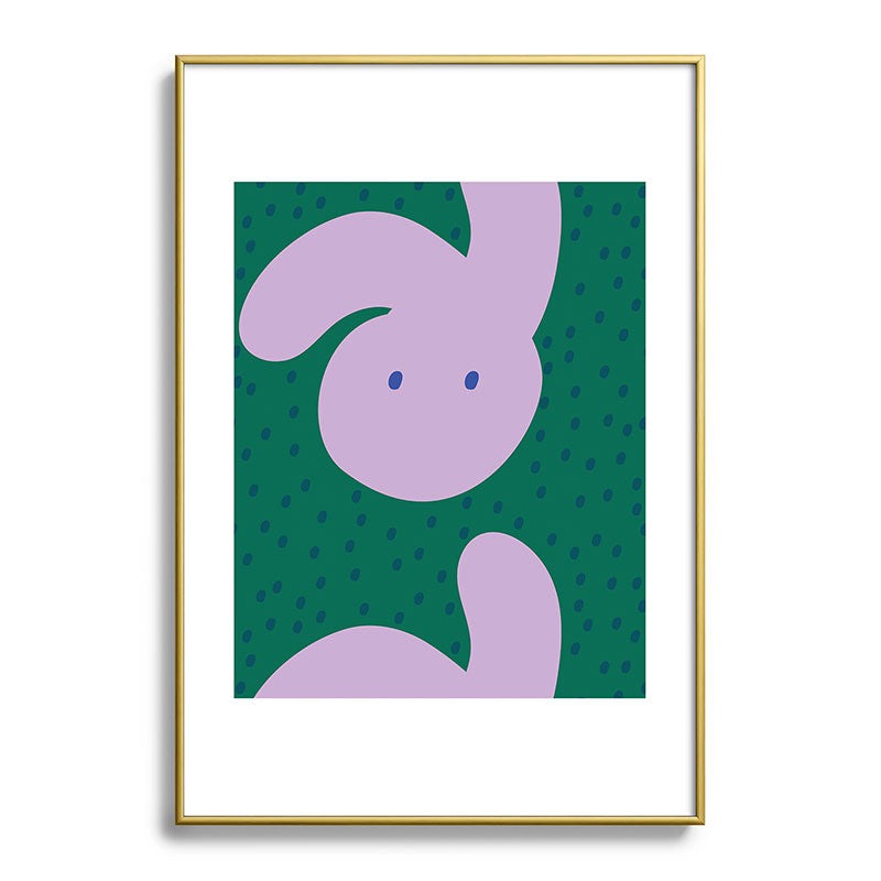 Camilla Foss Pebbles and Rabbit Metal Framed Art Print