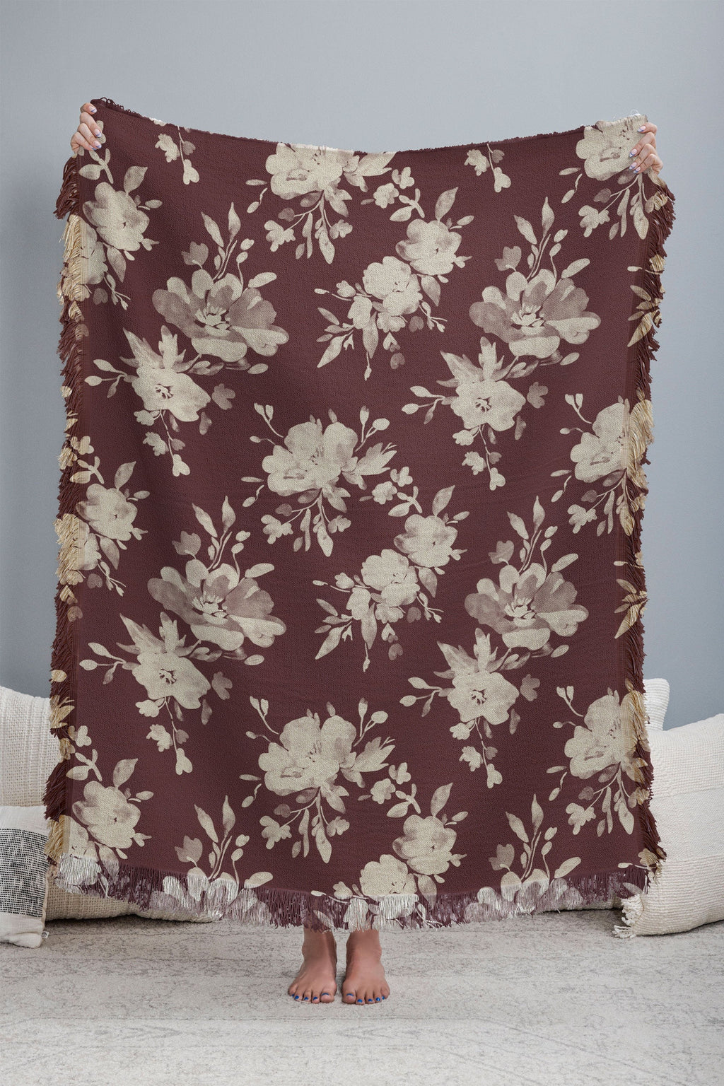 Marta Barragan Camarasa Antique Petal Romance Throw Blanket