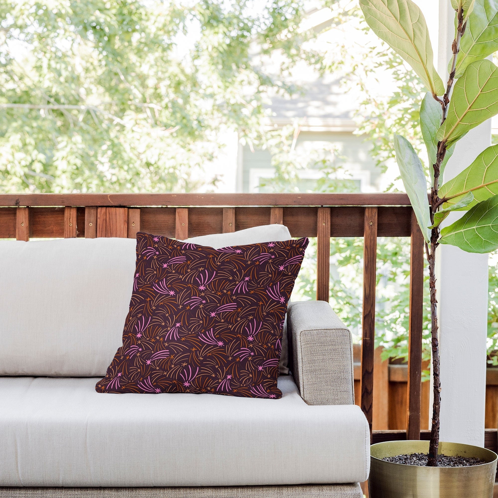 Little Om Pattern Shooting Stars plum Outdoor Throw Pillow