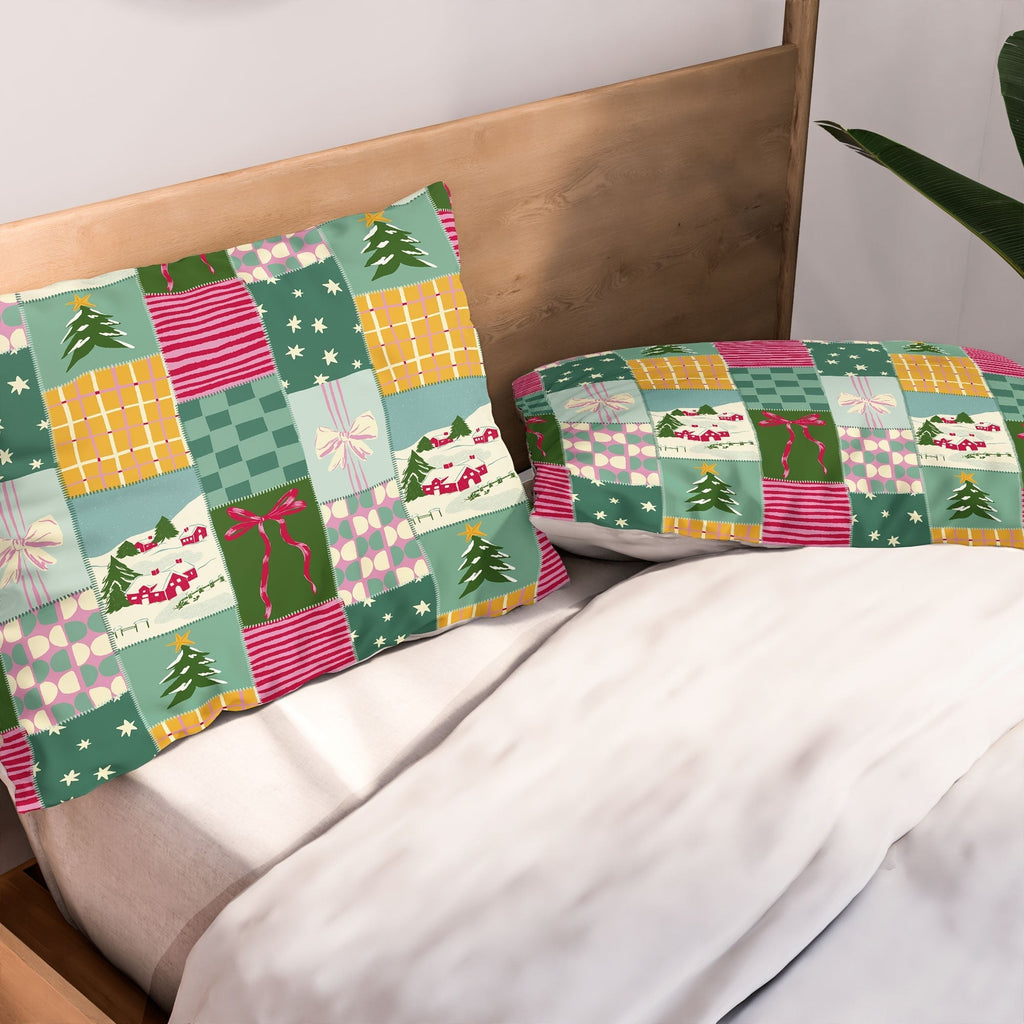 LouBruzzoni Cozy Christmas Patchwork Pillow Shams