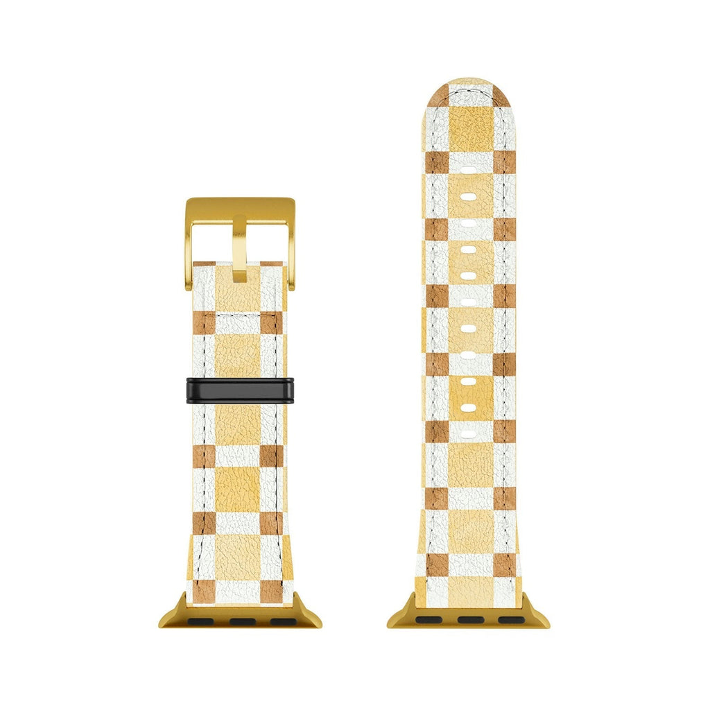 Ninola Design Everyday Artifact Checker Mosaic Tiles Geometry Yellow Apple Watch Band