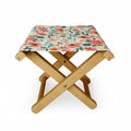 Ninola Design Botanic Retreat Tropical Whimsical Flowers Coral Green Folding Stool
