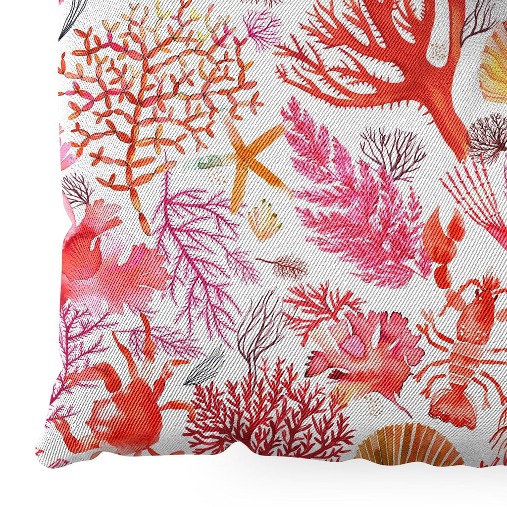 Ninola Design Botanic Retreat Coral Reef Crab Lobster Red Floor Pillow Square