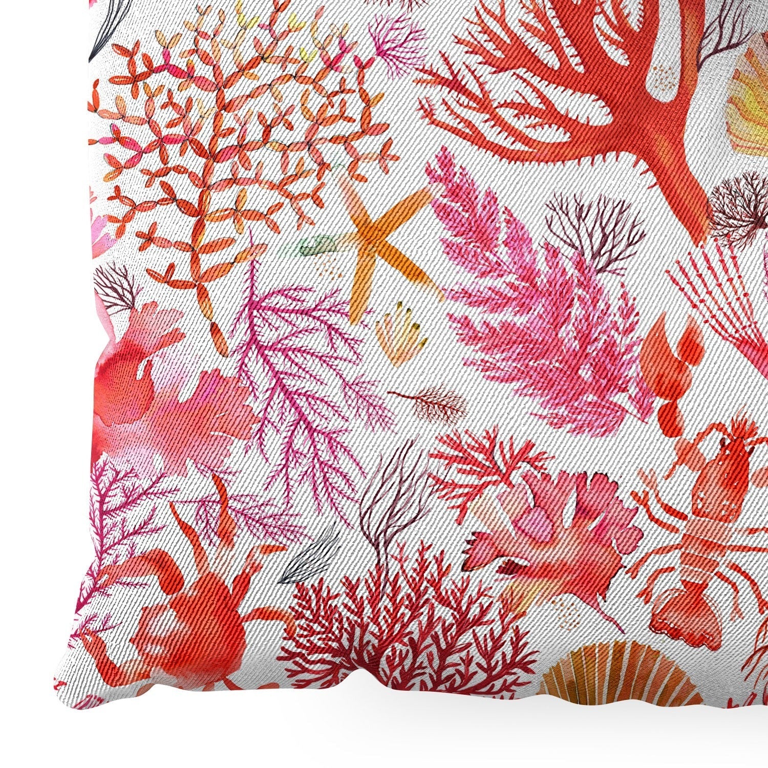 Ninola Design Botanic Retreat Coral Reef Crab Lobster Red Floor Pillow Square