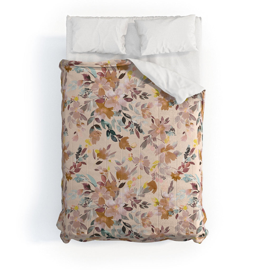 Ninola Design Botanic Retreat Floral Oleander Whimsical Soft Pink Comforter
