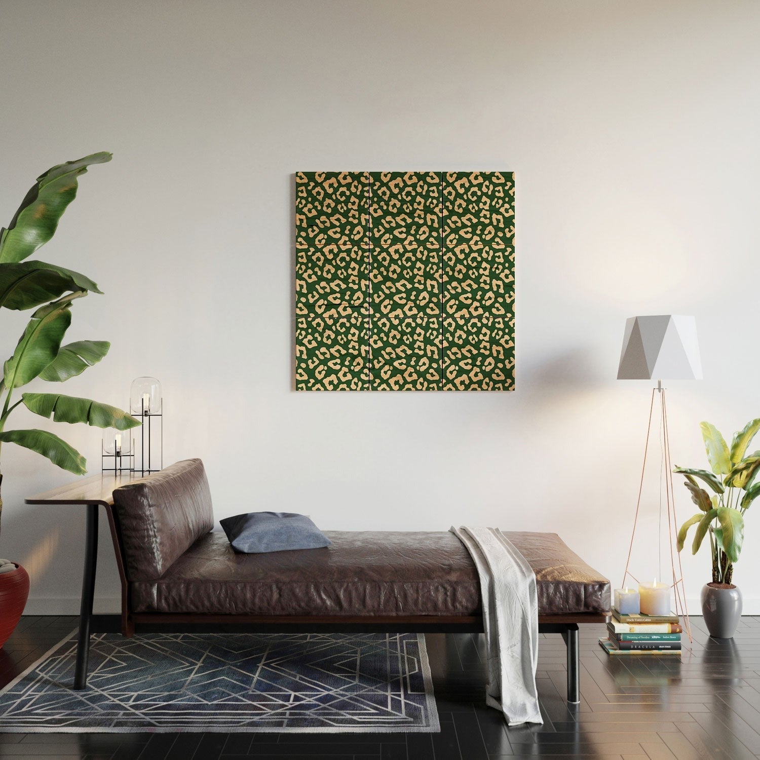 Avenie BR Cheetah Print In Green Wood Wall Mural