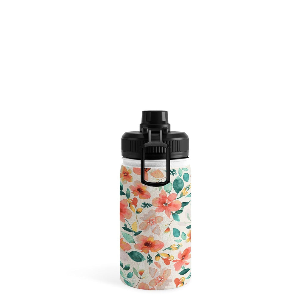Ninola Design Botanic Retreat Tropical Whimsical Flowers Coral Green Water Bottle