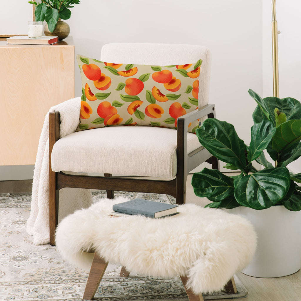 Jessica Molina Peach Pattern Oblong Throw Pillow