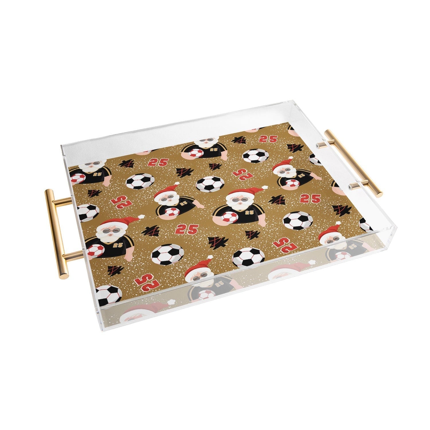 Design by Spark Sporty Soccer Santa Holiday Acrylic Tray