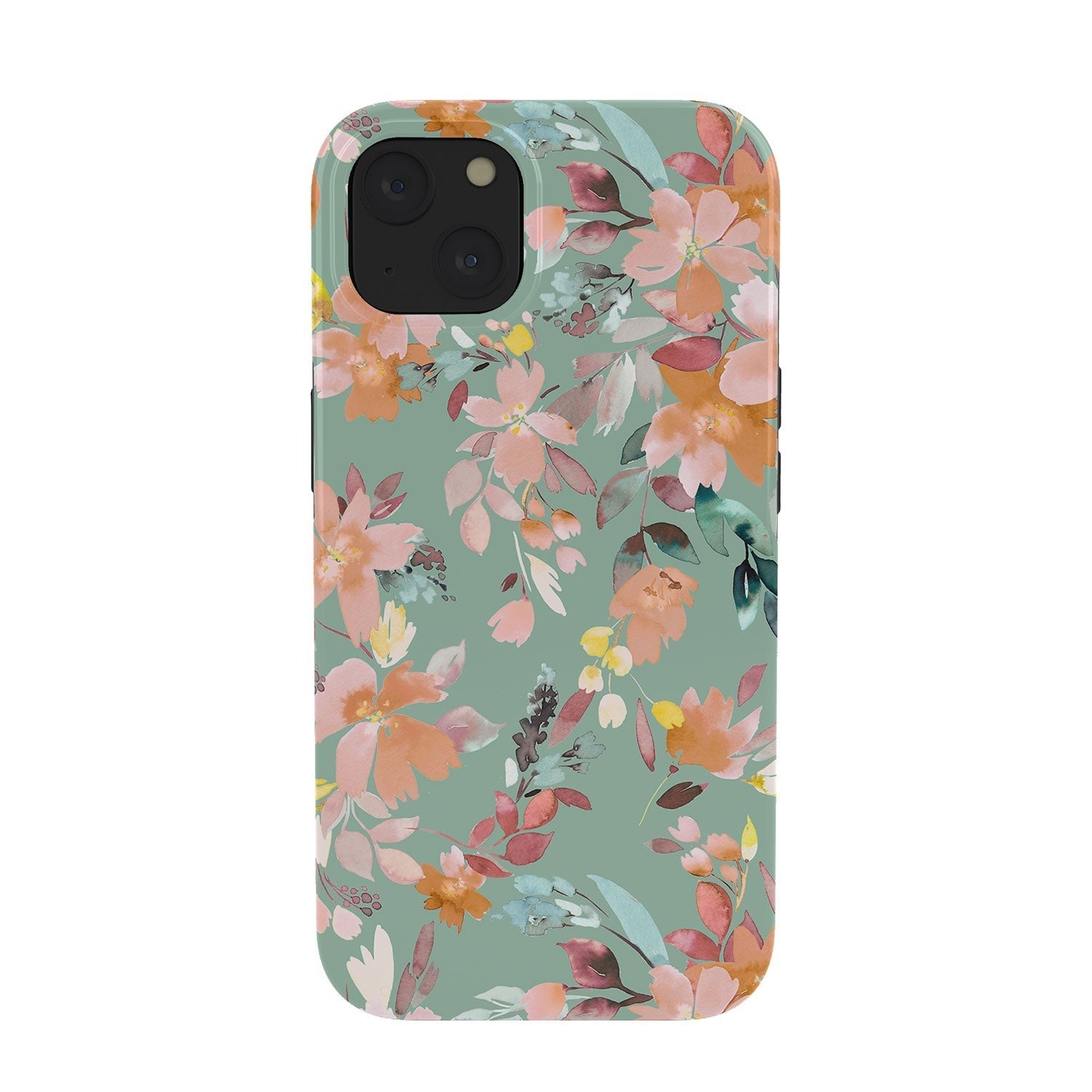 Ninola Design Botanic Retreat Floral Oleander Whimsical Teal Green Phone Case