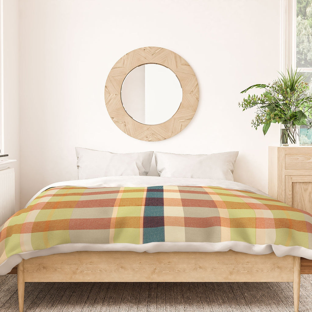 Marta Barragan Camarasa Retro Picnic Plaid Warm Tones Duvet Cover