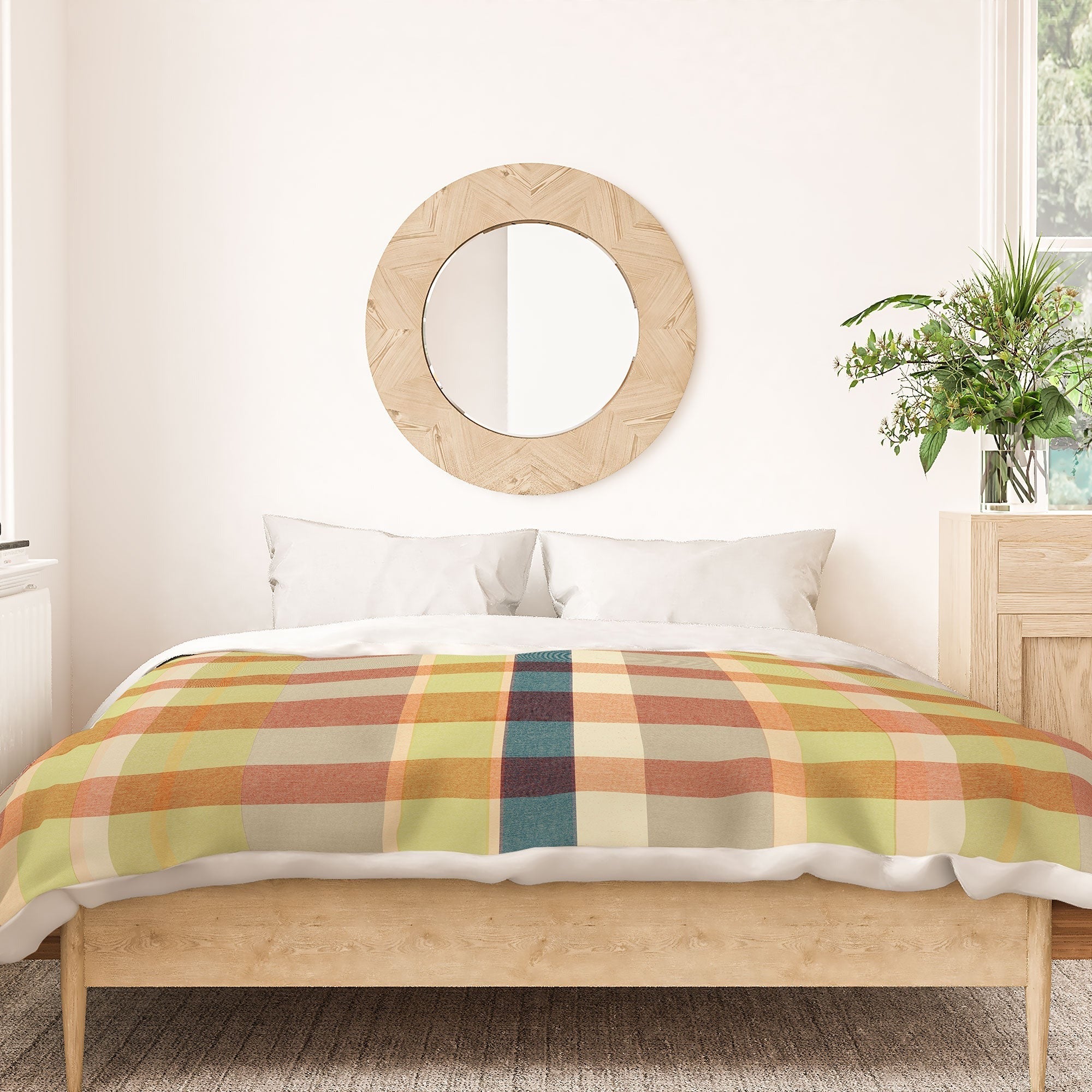 Marta Barragan Camarasa Retro Picnic Plaid Warm Tones Duvet Cover